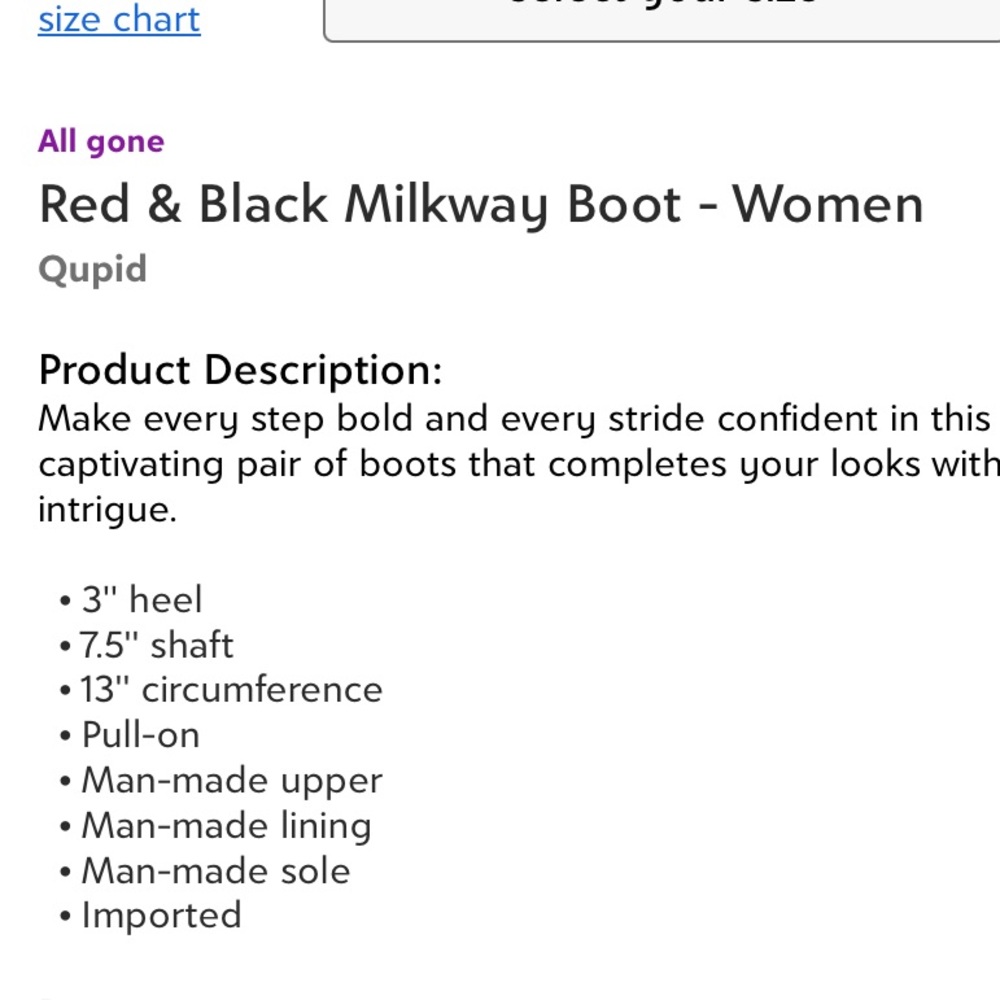 🆕❤️‍🔥 NEW Red & Black Milkway Boots - Size 6 - Qupid - BRAND NEW!! - Picture 2 of 5